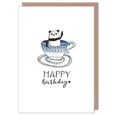 Happy birthday – (panda & teacup) Holly Rutter card