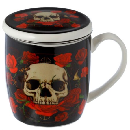 Skulls & Roses Porcelain Mug with Infuser & Lid - Image 2